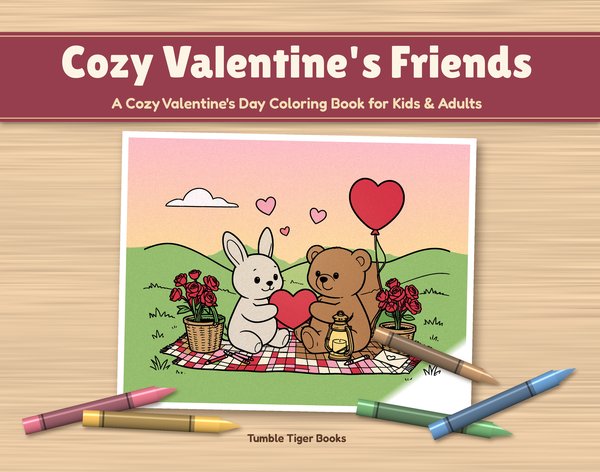 Cozy Valentine's Friends coloring book cover