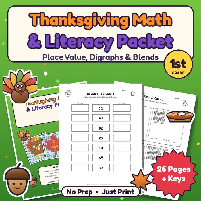 Thanksgiving Math & Literacy Packet, 1st preview