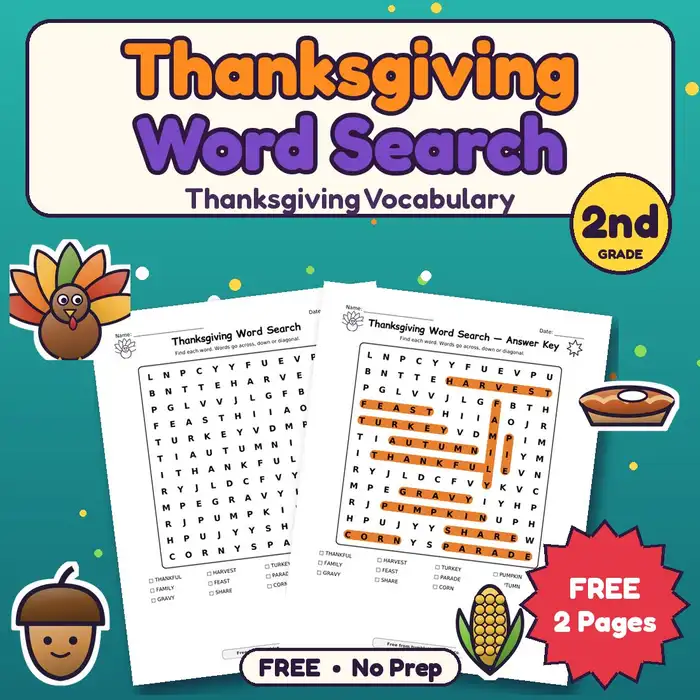 Thanksgiving Word Search, 2nd preview
