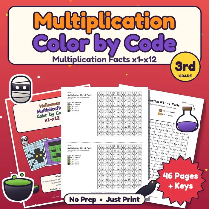 Halloween Multiplication Color by Code x1–x12 preview