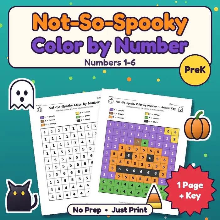 Not-So-Spooky Halloween Color by Number, PreK preview