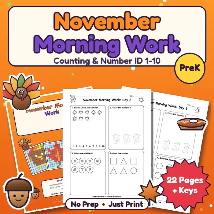 November Morning Work, PreK preview